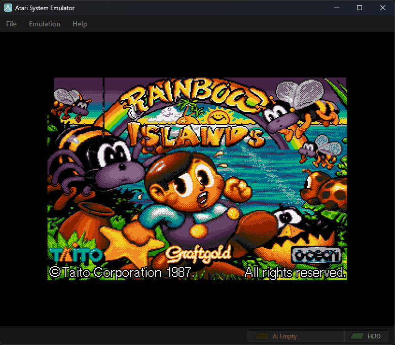 ASE running Rainbow Islands on an Atari ST